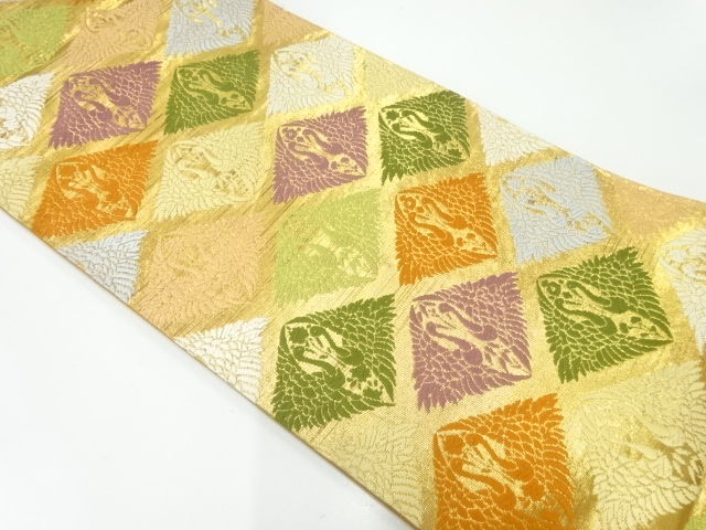 JAPANESE KIMONO / ANTIQUE FUKURO OBI / SILK / WOVEN CRANE